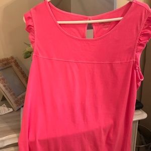 Lilly poly we Pima cotton pink ruffle sleeve top